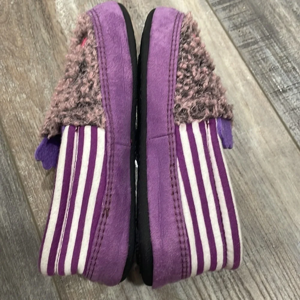 Acorn Moc Critter Iris Owl Purple Stripe Slippers Size 1/2